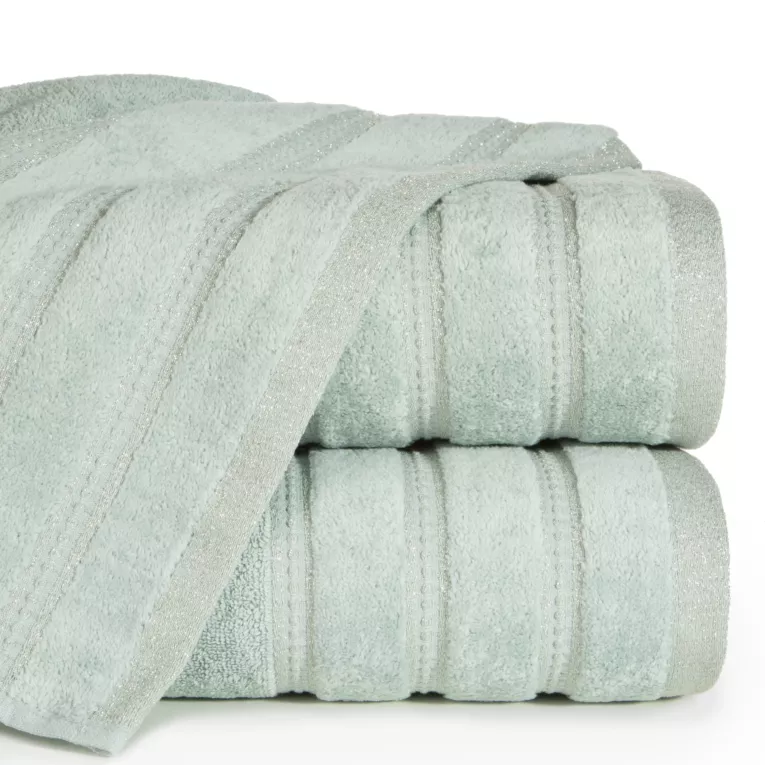 Ręcznik do rąk 30x50 cm bawełniany kolor miętowy z błyszczącą bordiurą 500 g/m2 GLORY1