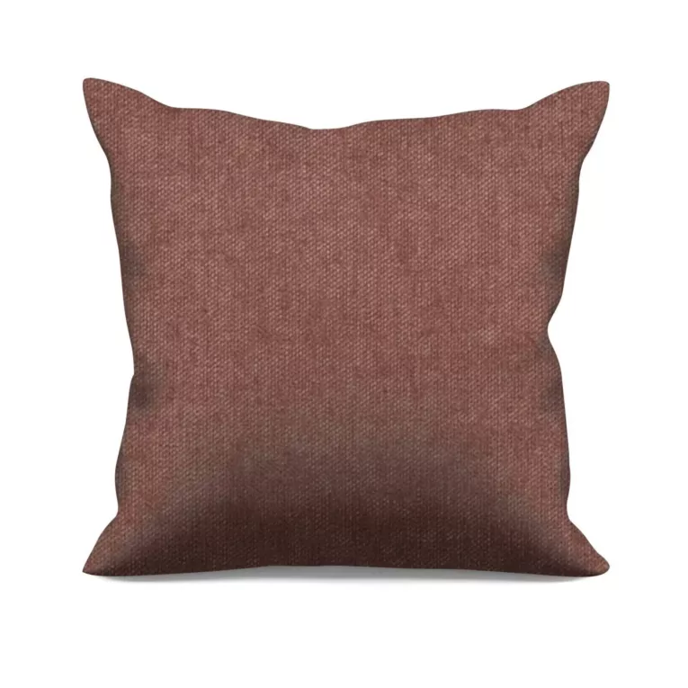 Poszewka szyta ceglasta miękka, szenilowa tkanina o wyraźnym splocie i delikatnym połysku