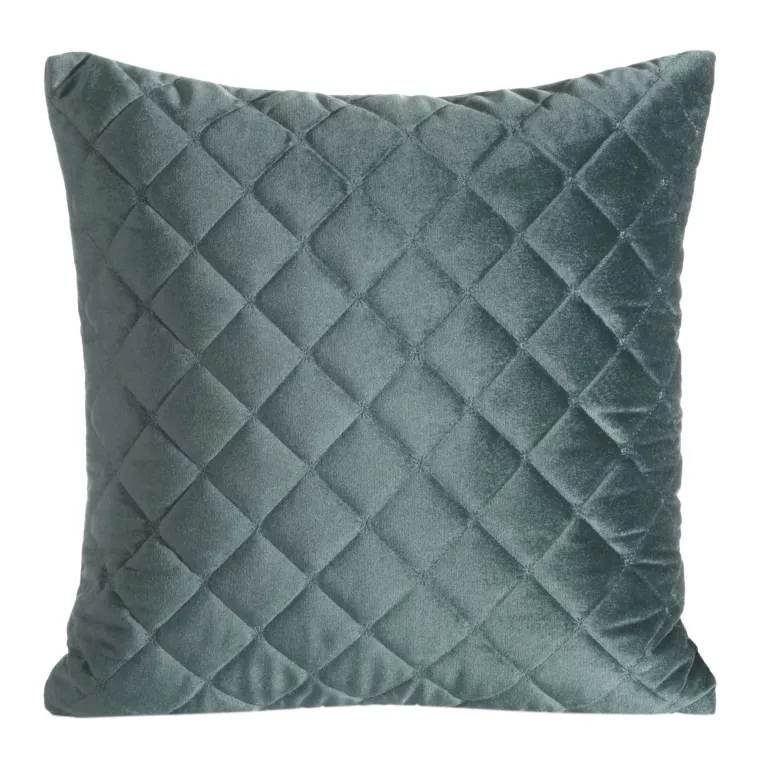 Poszewka na poduszkę 45x45 cm welwetowa ciemnomiętowa pikowana metodą tradycyjnego szycia RIA 1 Eurofirany Premium