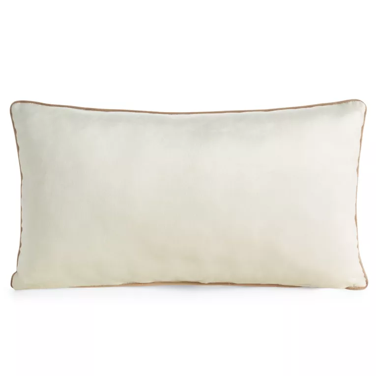 Poduszka 30 x 50 cm welwetowa kremowa z kontrastującą lamówką GAJA 3