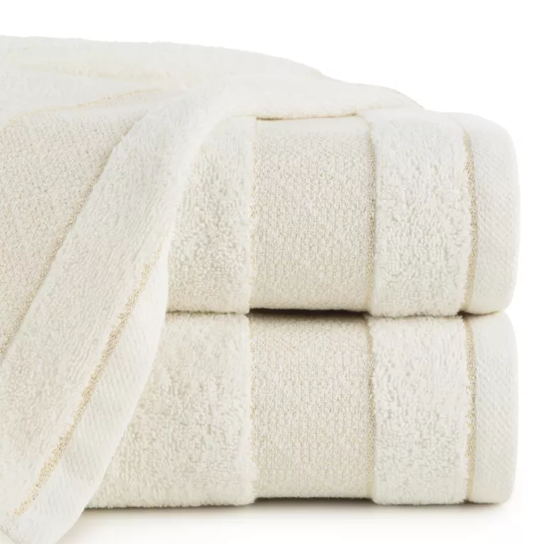 Ręcznik do rąk 30x50 cm bawełniany kolor kremowy z ozdobną bordiurą 500 g/m2 NESSY