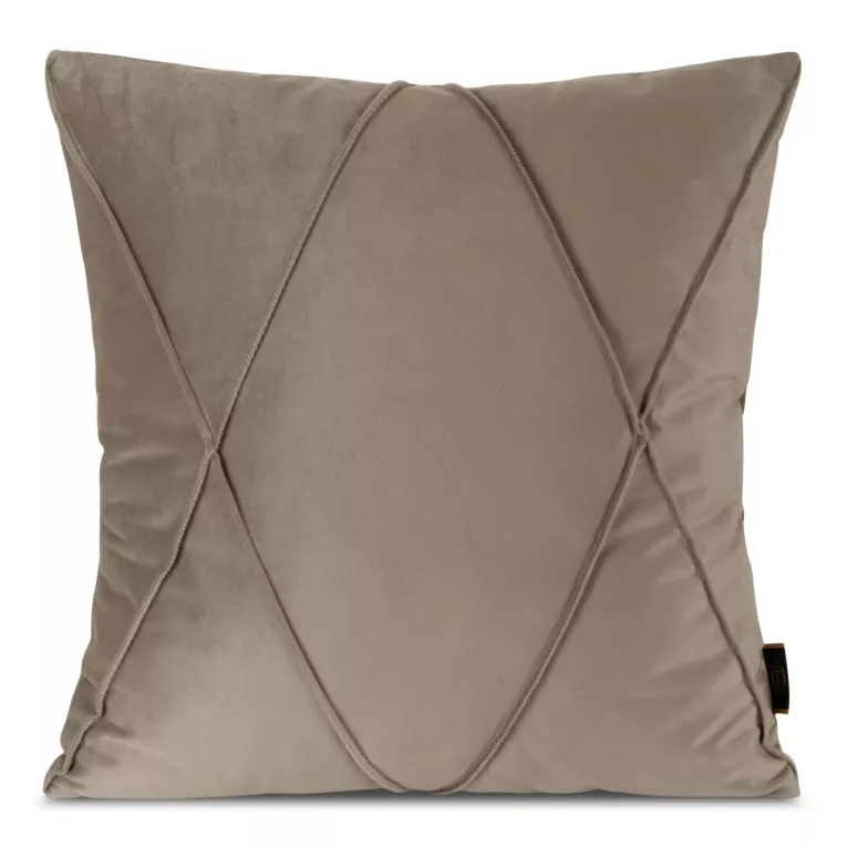 Poszewka na poduszkę 45x45 cm welwetowa beżowa z geometrycznym przeszywanym wzorem NALA 1 Eurofirany Premium