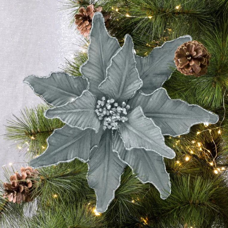 Świąteczny kwiat dekoracyjny z welwetu