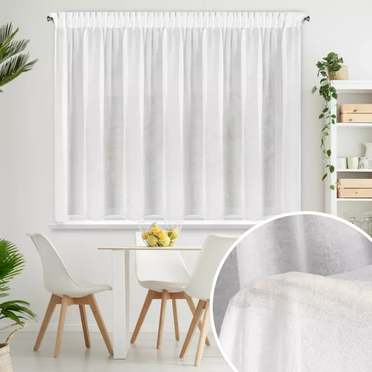 Firana biała z delikatnym połyskiem, kreszowana 220x170 cm taśma - DINA