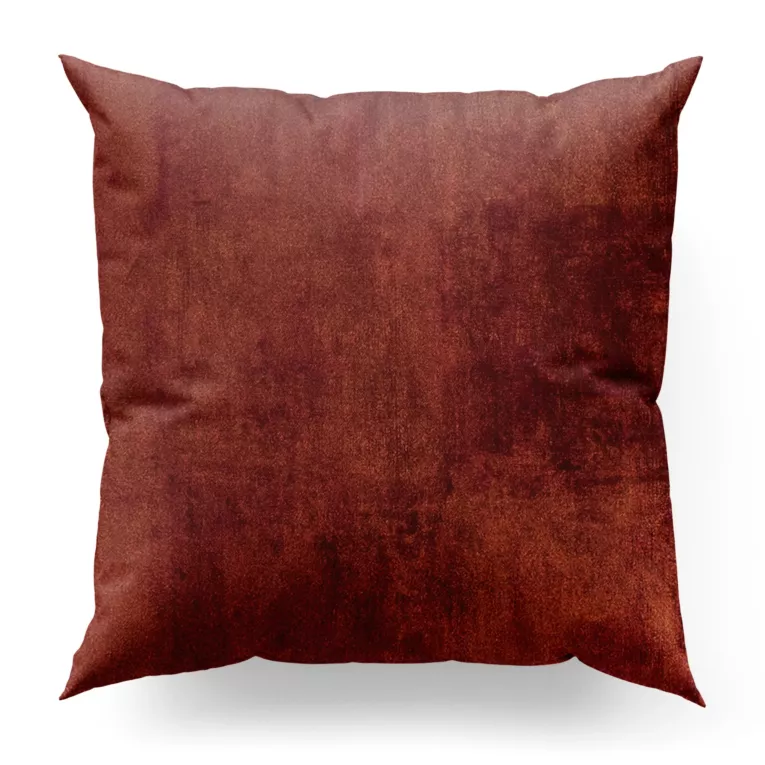 Poszewka szyta bordowo miedziana z welwetowej, miękkiej tkaniny, z połyskującym nadrukiem