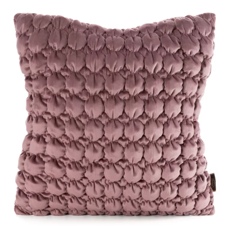 Poszewka na poduszkę 45x45 cm welwetowa kolor pudrowy zdobiona wzorem 3D VELVET 193 Eurofirany Premium