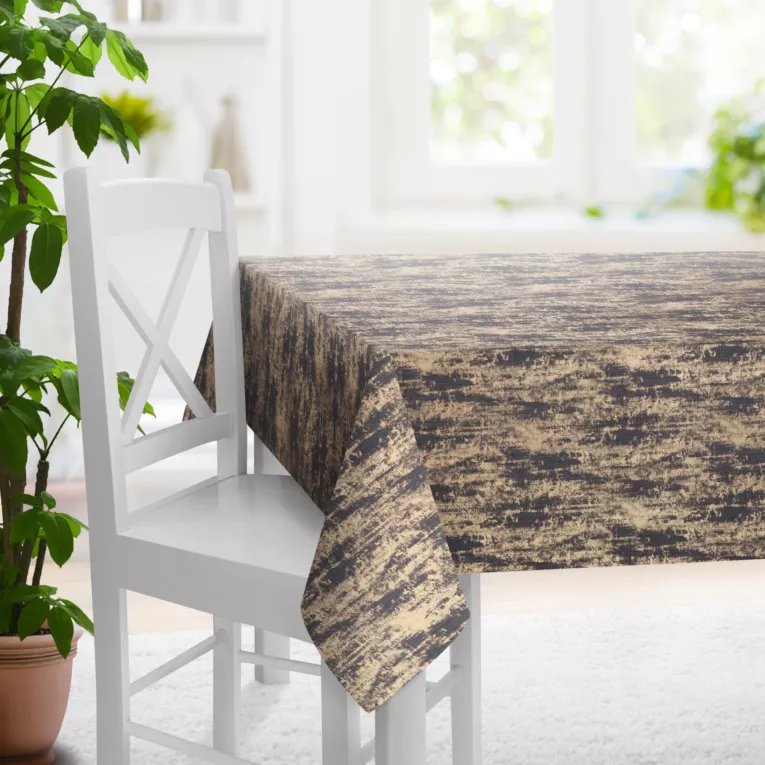 Obrus szyty grafitowo złoty z eleganckiej tkaniny załonowej o prostym splocie z połyskującym dodatkiem