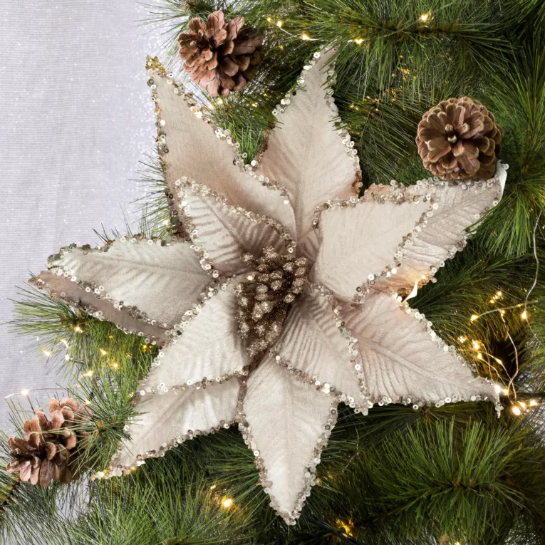 Świąteczny kwiat dekoracyjny z welwetu