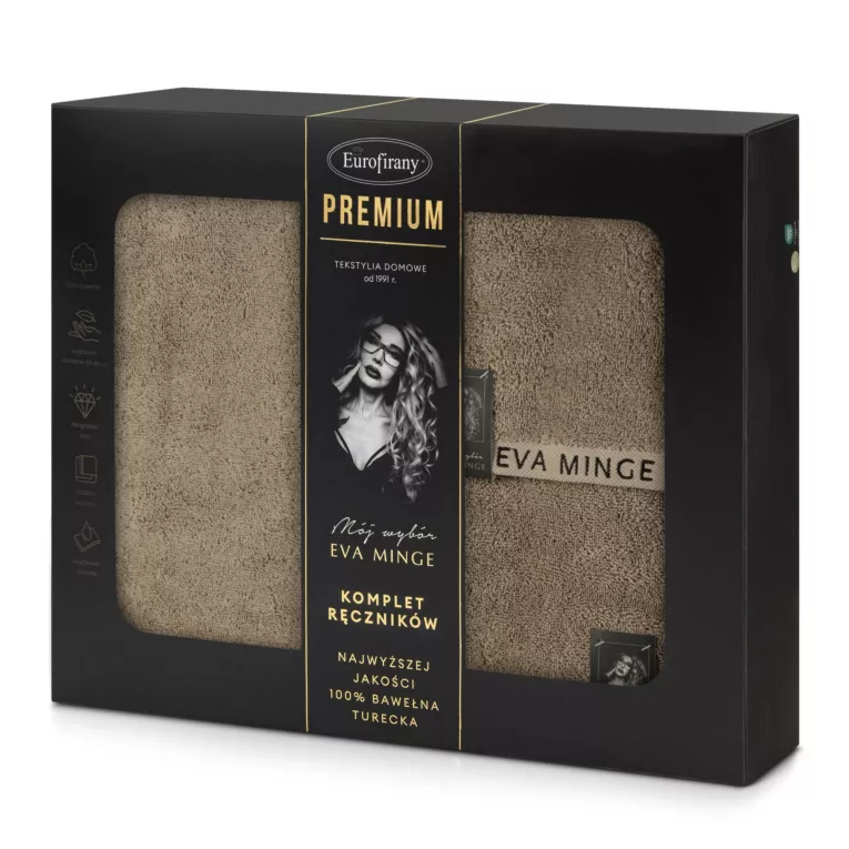 Zestaw ręczników bawełnianych na prezent 3 szt kolor beżowy 550 g/m2 VENUS Eva Minge