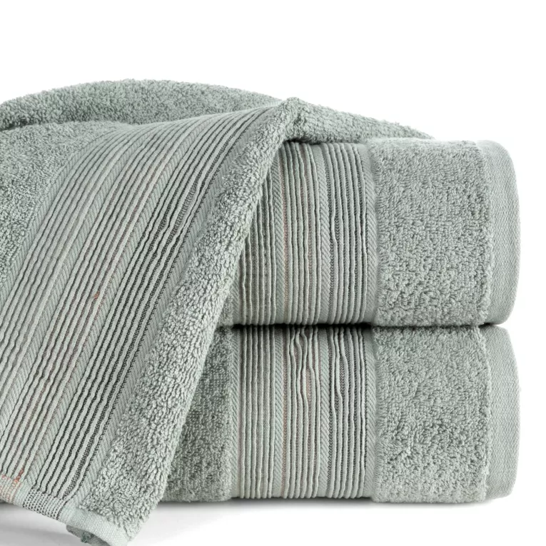 Ręcznik do rąk 30x50 cm bawełniany kolor miętowy w poziome paseczki 500 g/m2 VERANO