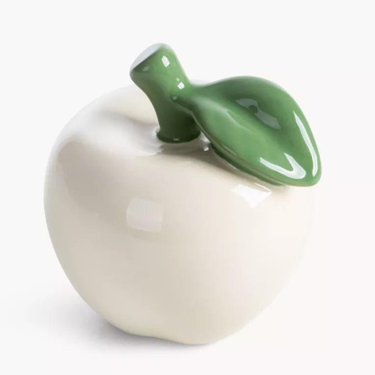 Figurka dekoracyjna kremowo, zielona jabłko 9x10 cm SIMON
