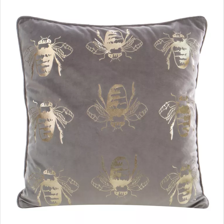 Welwetowa poszewka z symetrycznym nadrukiem pszczół