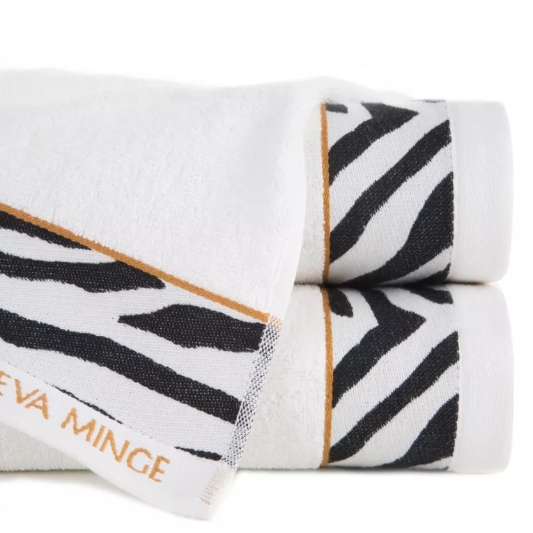 Ręcznik do rąk 30x50 cm bawełniany kolor kremowy,czarny z designerską bordiurą 500 g/m2 EVA 22 Eva Minge