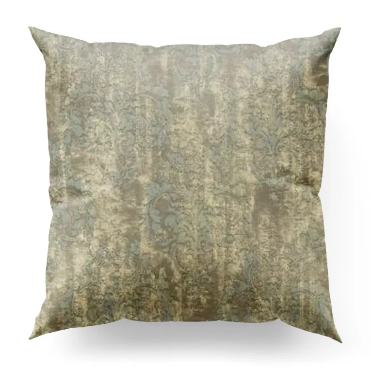 Poszewka szyta RICCA złoto popielata nowoczesna z wypukłym wzorem ornamentowym i połyskiem