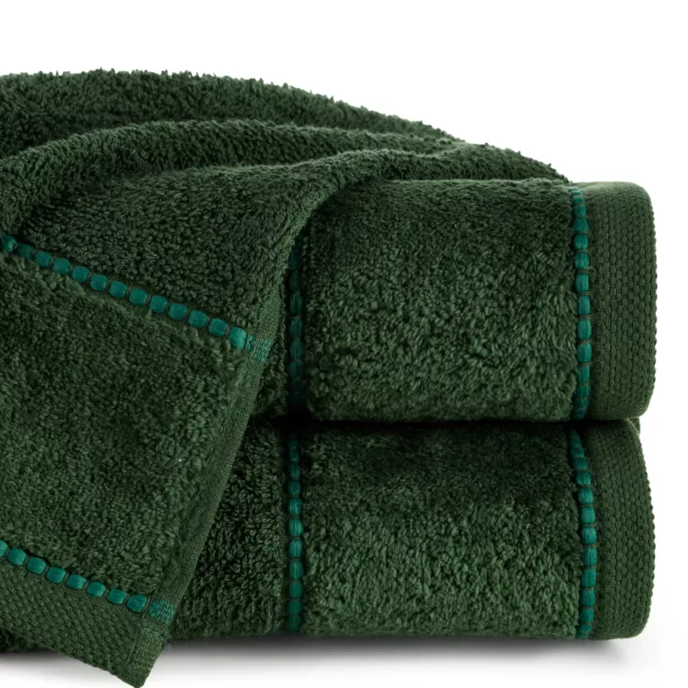 Ręcznik do rąk 30x50 cm bawełniany kolor zielony z welwetową ozdobną bordiurą 500 g/m2 MARI