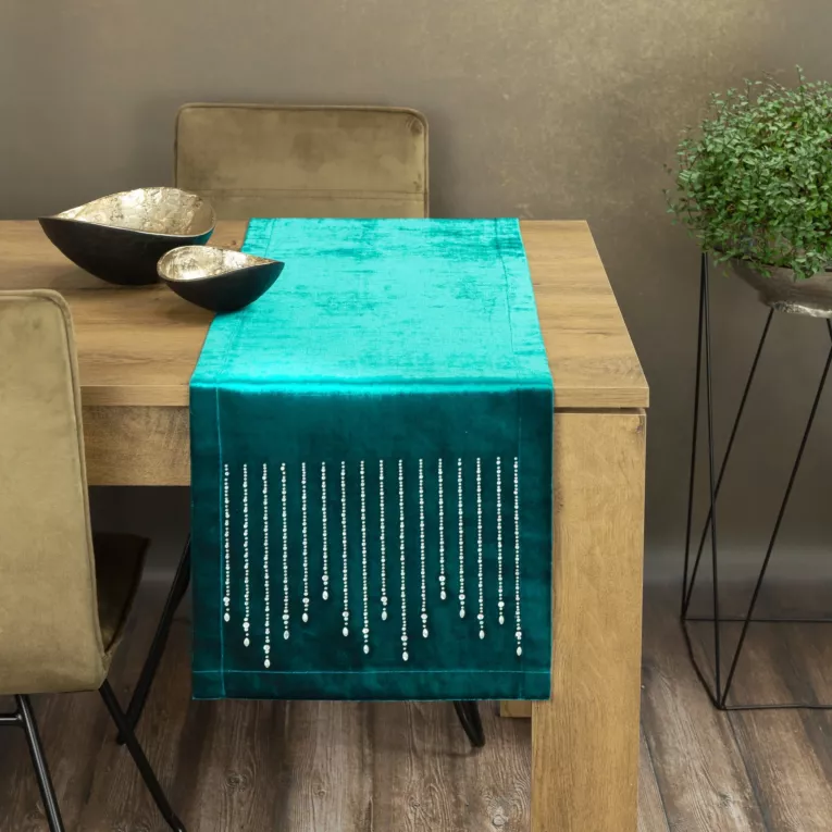 Bieżnik ROYAL 3 z lśniącego welwetu z cyrkoniami