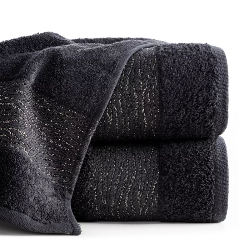 Ręcznik kąpielowy 50x90 cm bawełniany kolor czarny z błyszącą bordiurą AMBER