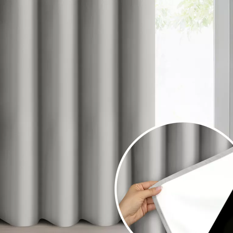 Zasłona stalowa welwetowa 100% zaciemniająca 140x250 cm przelotka - NITA