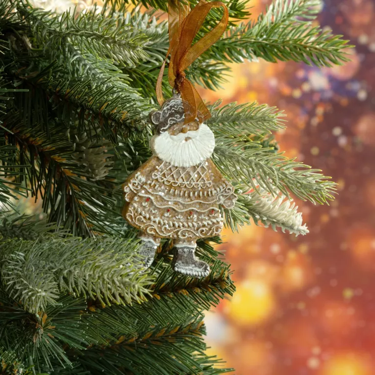 Ozdoba choinkowa MIKOŁAJ z dodatkiem delikatnego brokatu na dekoracyjnej wstążce