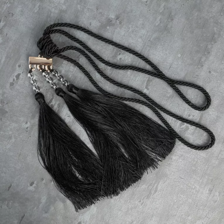 Dekoracyjny sznur do zasłon NORA upinacz z trzema chwostami i koralikami