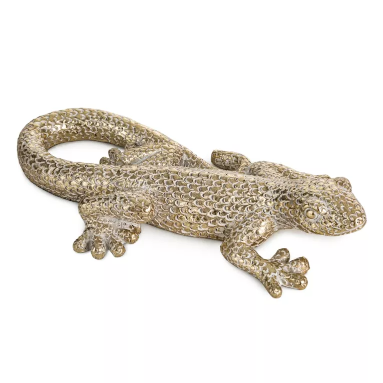 Jaszczurka - figurka dekoracyjna ELVIN o drobnym strukturalnym wzorze łuski, szampańska