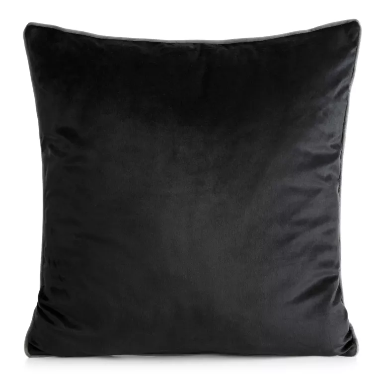 Poszewka na poduszkę 60x60 cm welwetowa kolor czarny o delikatnym połysku z ozdobną lamówką GAJA 2