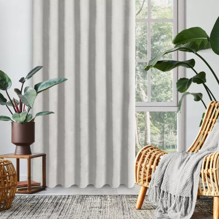 Zasłona jasnoszara z tkaniny welurowej 120x280 cm taśma - Dora