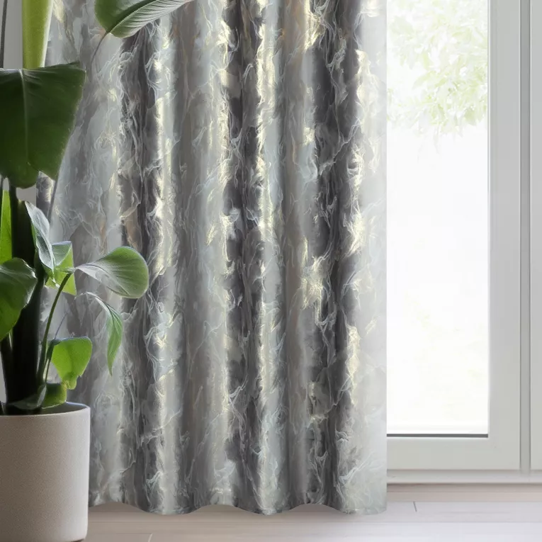 Zasłona MELODY z miękkiego welwetu ze złocistym nadrukiem z efektem 3D