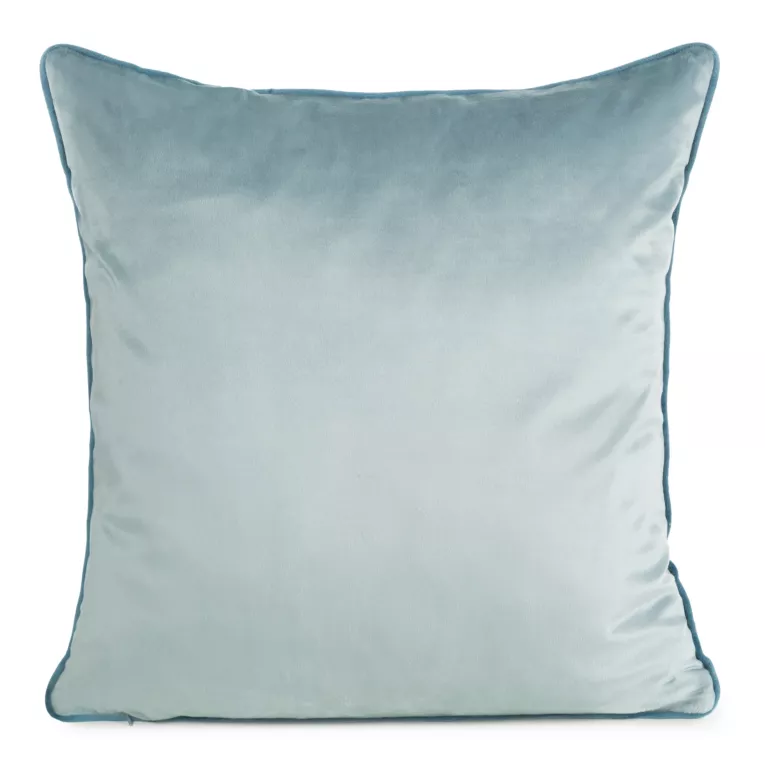 Poszewka na poduszkę 60x60 cm welwetowa kolor morski o delikatnym połysku z ozdobną lamówką GAJA 2