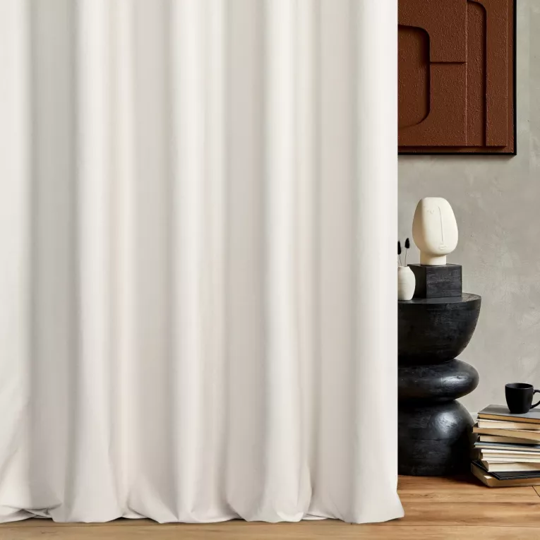 Zasłona szyta na taśmie 5 cm naturalna z dwustronnej tkaniny zaciemniającej 100% blackout