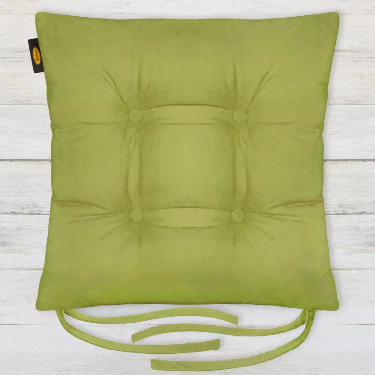 Poduszka na krzesło dwustronna 40 x 40 x 8 cm welurowa jasnozielona ADORE