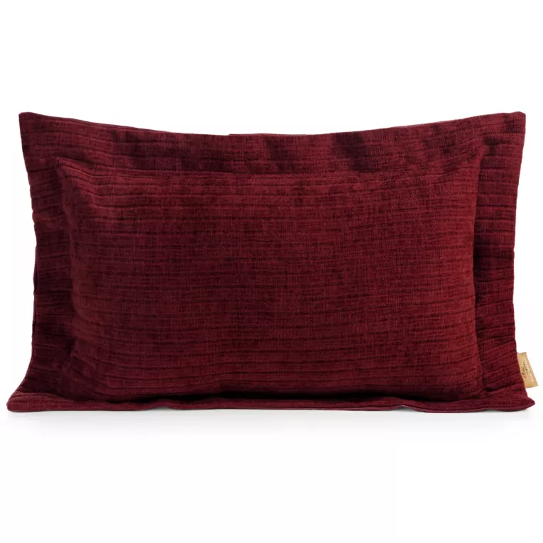 Poszewka na poduszkę  40x60 cm z szenilowej tkaniny bordowa o widocznym ozdobnym splocie Eva Minge Elegan