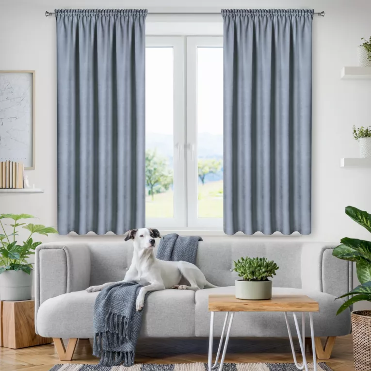 Zasłona niebieska z tkaniny welurowej 140x140 cm tunel Dora