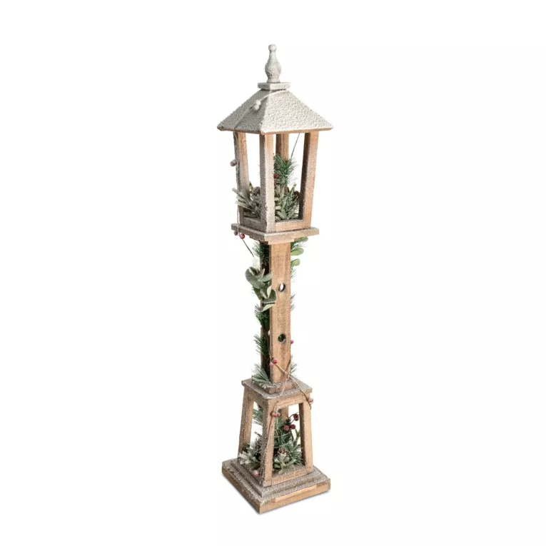 Figurka świąteczna drewniana latarnia z świątełkami LED