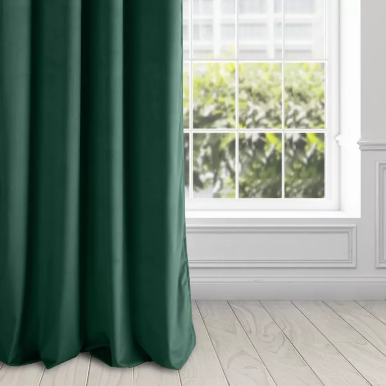Zasłona butelkowa zieleń z matowego welwetu 140x250 cm przelotka - MELANIE