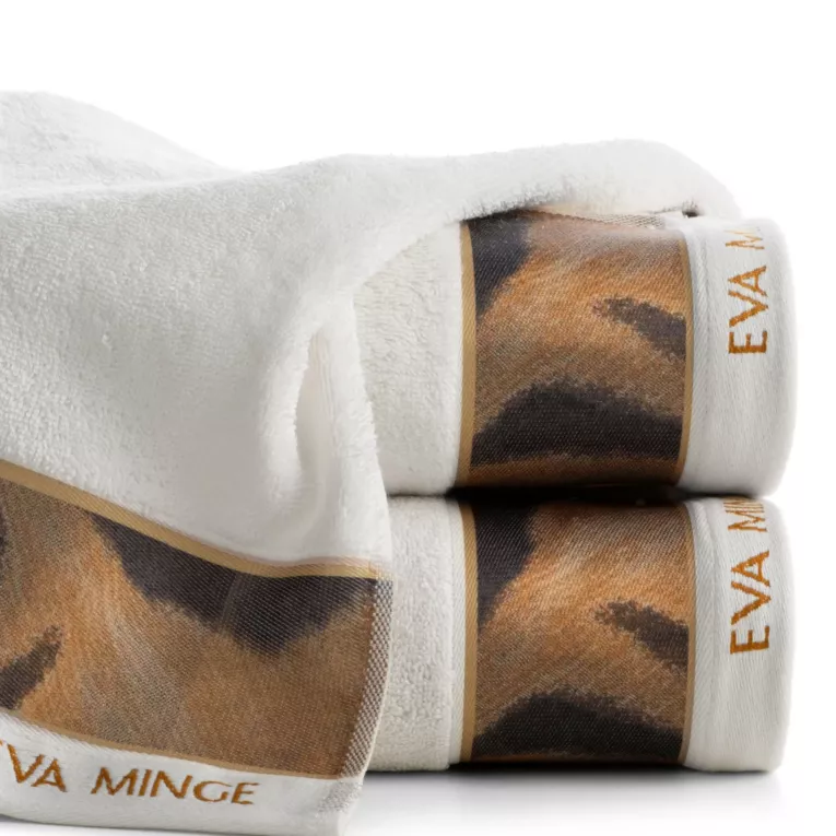 Ręcznik do rąk 30x50 cm bawełniany kolor kremowy,czarny z designerską bordiurą 500 g/m2 EVA 23 Eva Minge