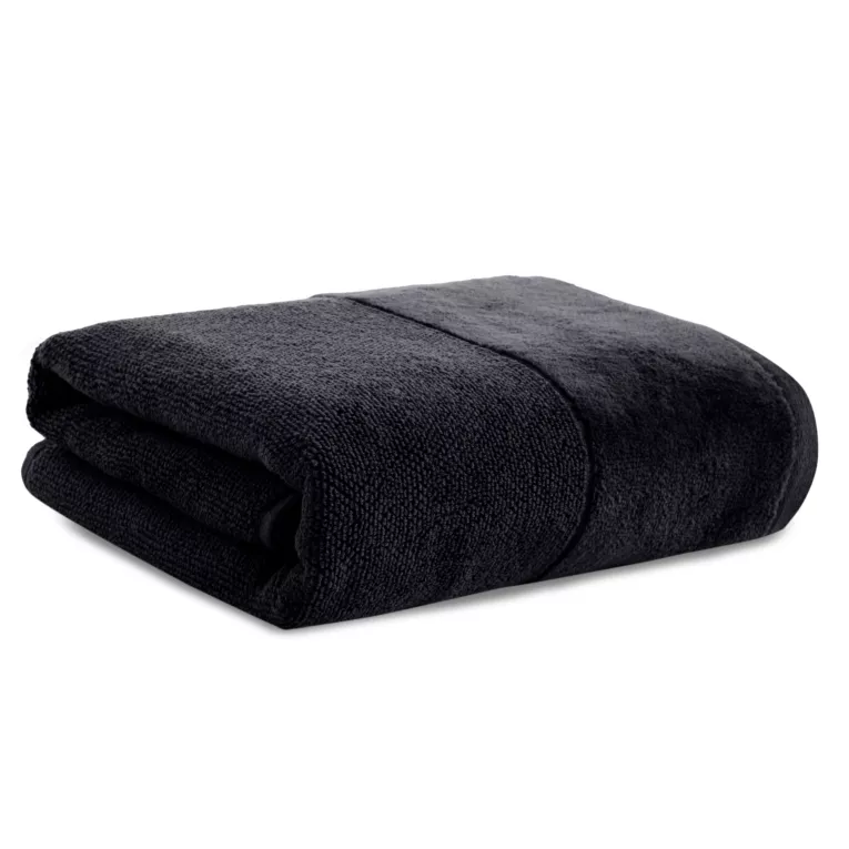 Ręcznik kąpielowy 70x140 cm bawełniany kolor czarny zdobiony welwetową bordiurą  500 g/m2 FERO