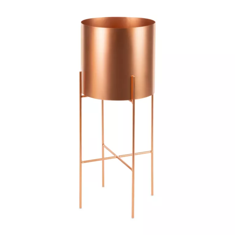 Metalowa osłonka na donicę na stojaku