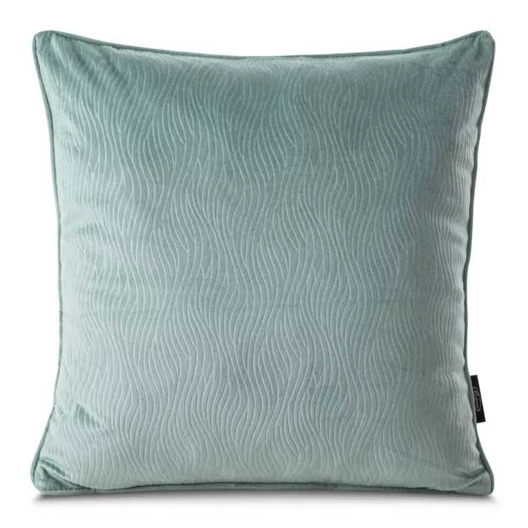 Poszewka na poduszkę 40x40 cm z miękkiego welwetu niebieska z falującym wytłaczanym wzorem LILI