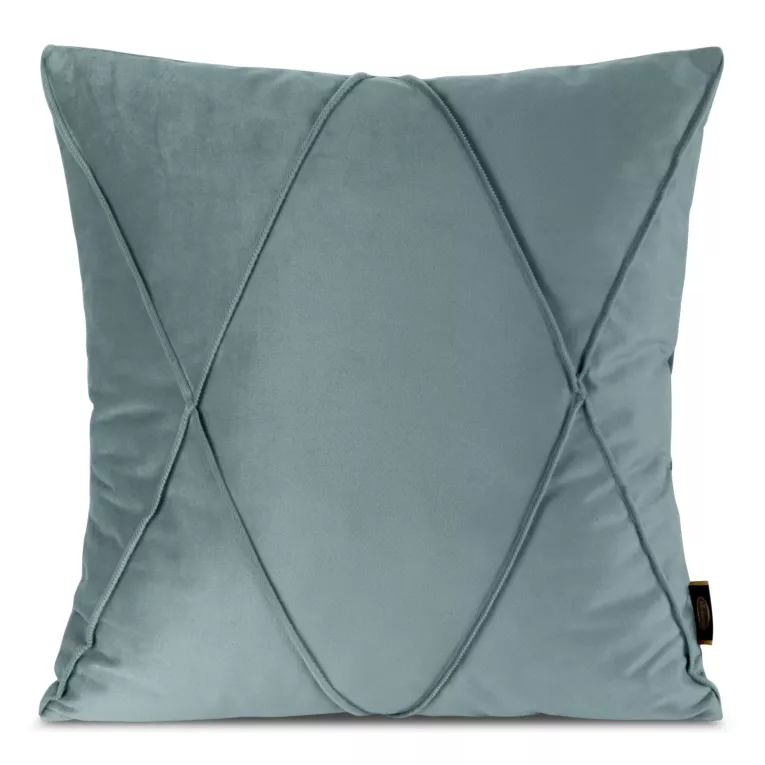 Poszewka na poduszkę 45x45 cm welwetowa jasnoniebieska z geometrycznym przeszywanym wzorem NALA 1 Eurofirany Premium