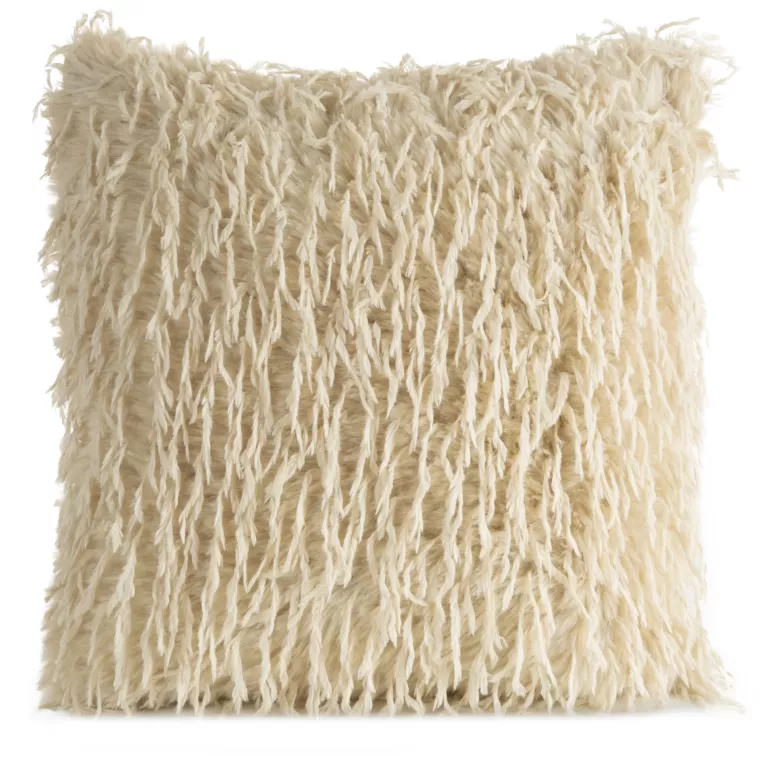 Poszewka na poduszkę 45x45 cm beżowa z miękkiego futerka ADORE