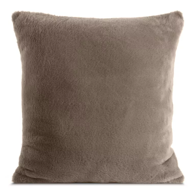 Poszewka na poduszkę 45x45 cm beżowa z miękkiej futrzanej tkaniny NINA
