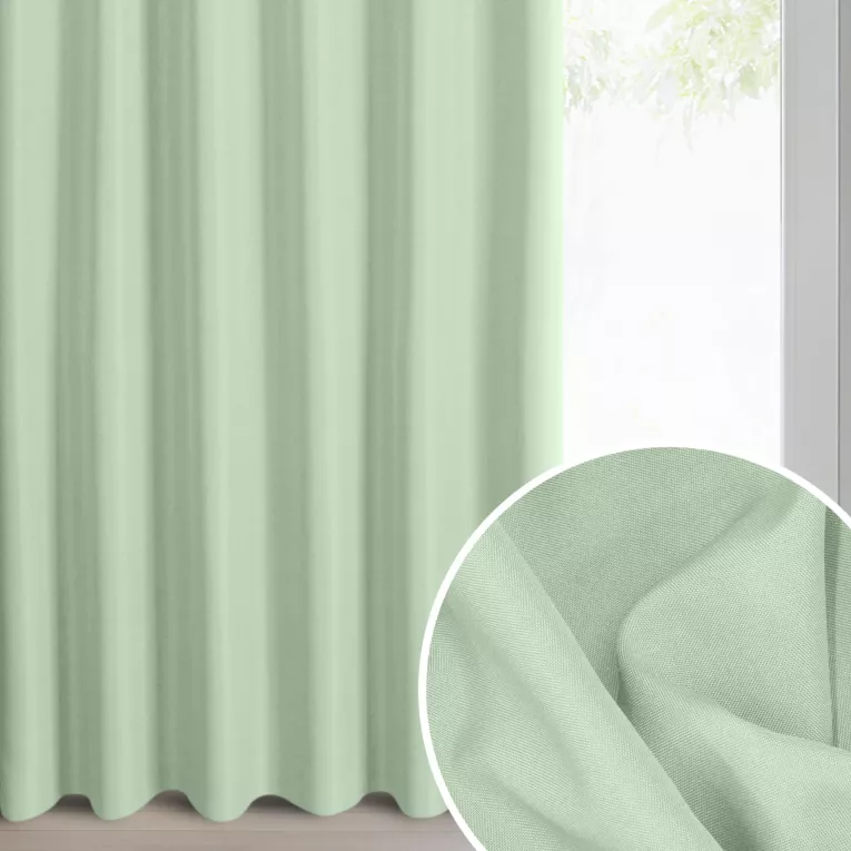 Zasłona jasnozielona z matowej gładkiej tkaniny 140x270 cm taśma RITA