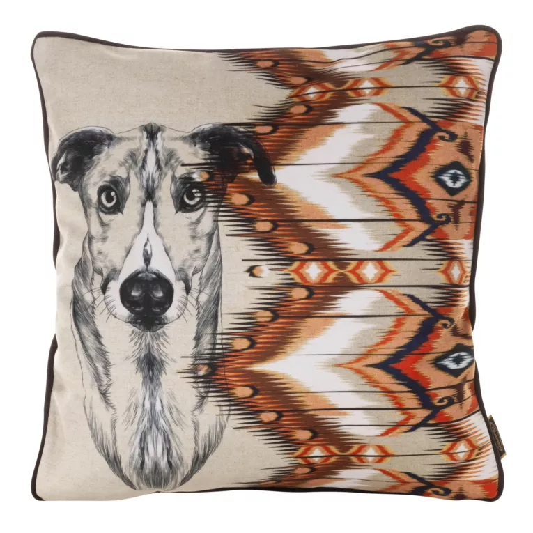 Poszewka welwetowa CEBRA z barwnym nadrukiem w stylu etno i wypustką na brzegach