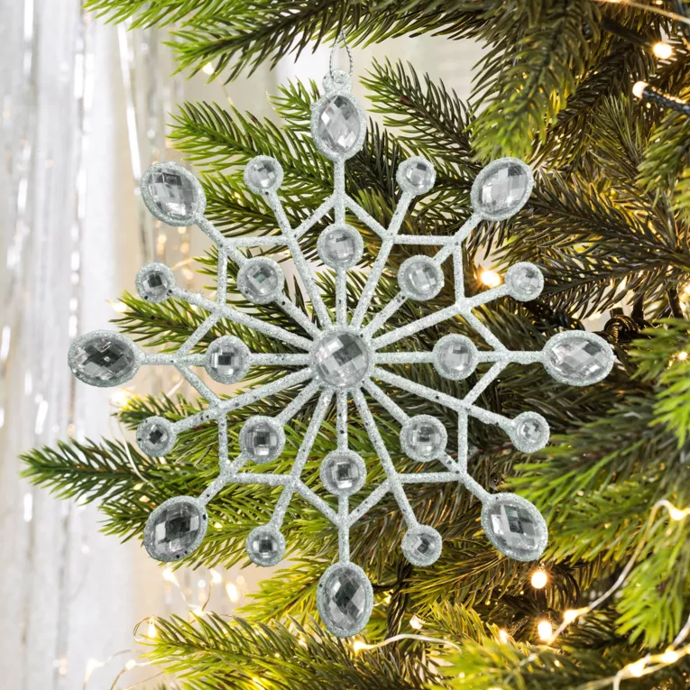 Ozdoba choinkowa GWIAZDKA dekorowana brokatem i kryształkami