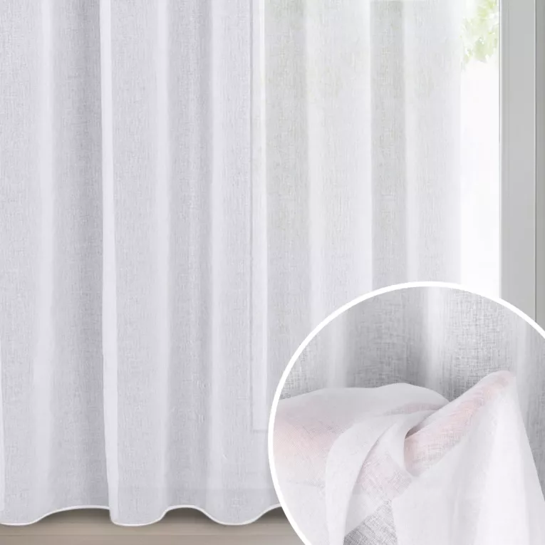 Firana biała z gładkiej matowej etaminy 350x250 cm taśma ELPIDIA