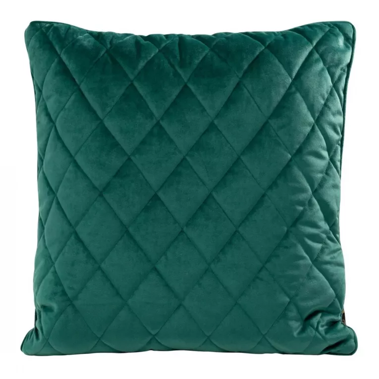 Poszewka na poduszkę 45x45 cm welwetowa, ciemnoturkusowa pikowana we wzór karo z ozdobną wypustką VELVET 27 Eurofirany Premium