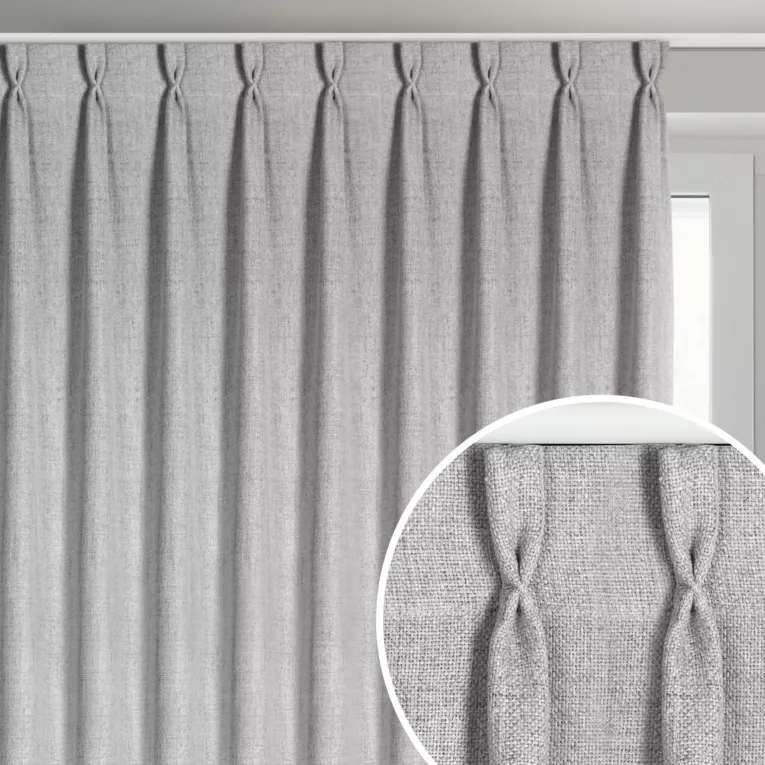 Zasłona srebrna o płóciennym splocie z efektem melanżu 80x270 cm (wymiar podany na gotowo) system flex - JULA