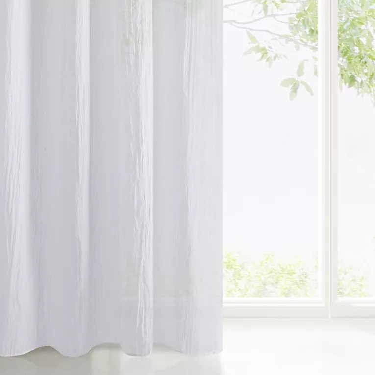 Zasłona biała z lekkiej gniecionej etaminy w stylu eko 140x250 cm przelotka - ZUHLA
