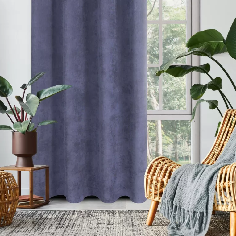 Zasłona granatowa o strukturze sztruksu 140x250 przelotka - JULIE